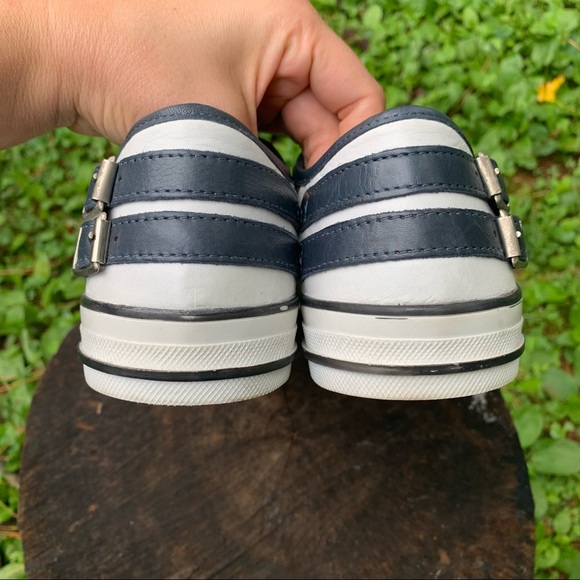 Moda in Pelle white navy leather buckle trainers - Picture 8 of 15